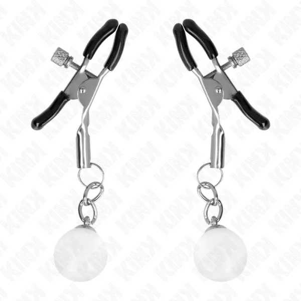 Glasperlen-Nippelklammern Silber 6 cm von Kink Nipple Grip | Fesselliebe.de