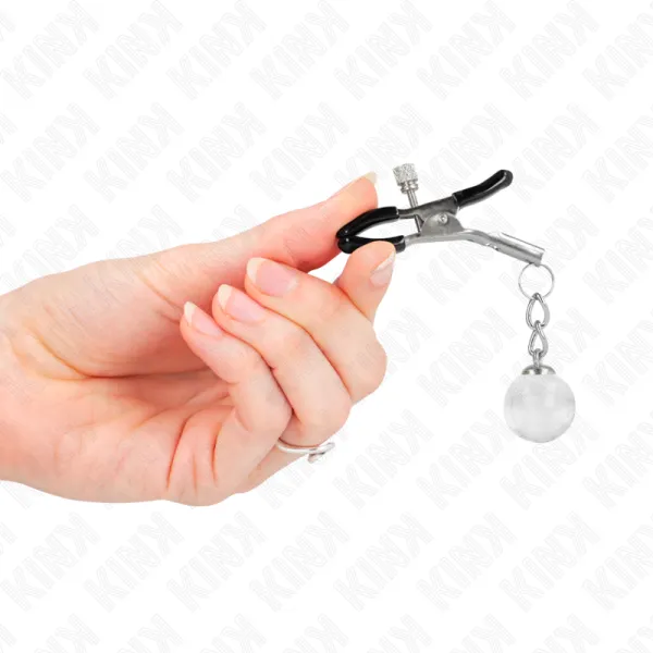 Glasperlen-Nippelklammern Silber 6 cm von Kink Nipple Grip | Fesselliebe.de