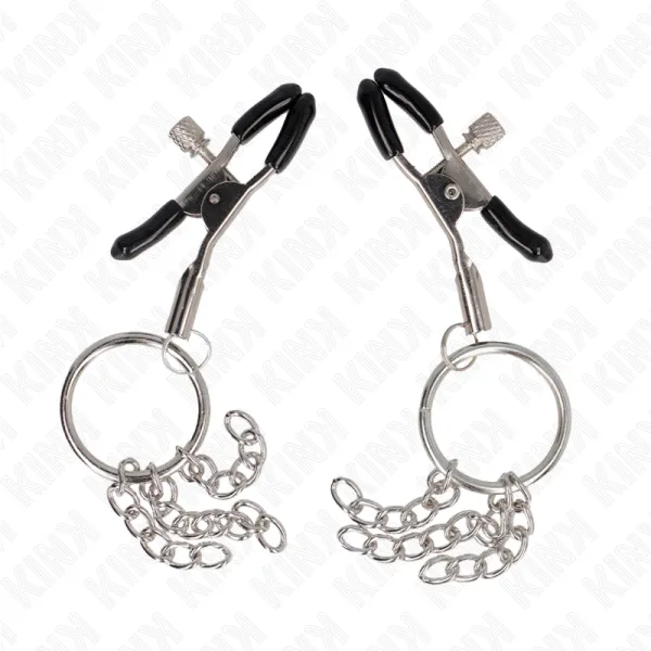O-Ring Nippelklemme und Kleine Kette Silber 6 cm von Kink Nipple Grip | Fesselliebe.de