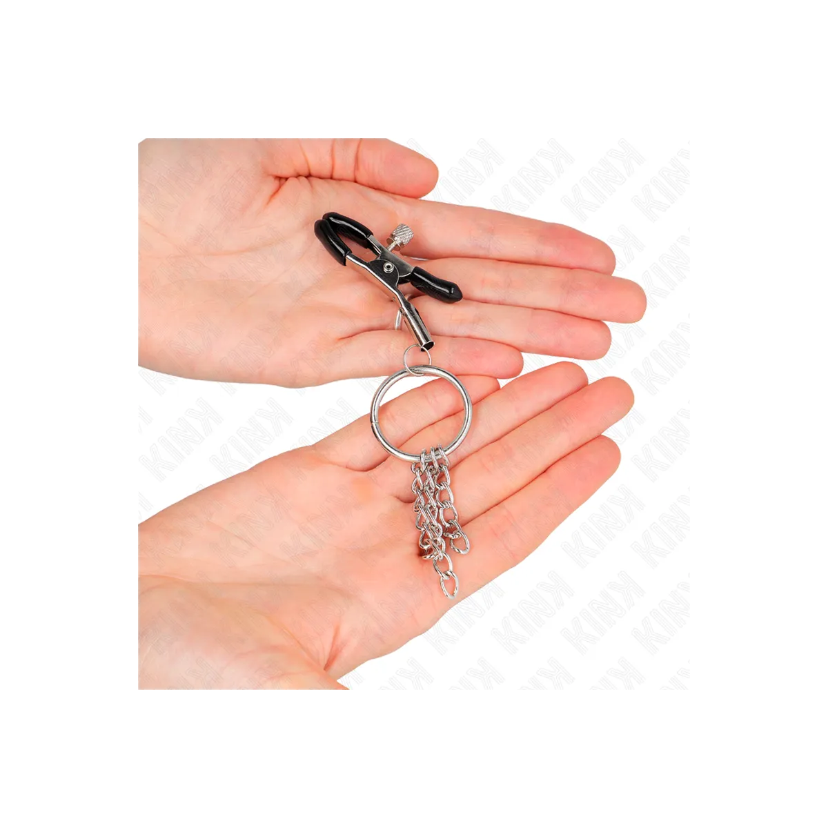 O-Ring Nippelklemme und Kleine Kette Silber 6 cm von Kink Nipple Grip | Fesselliebe.de
