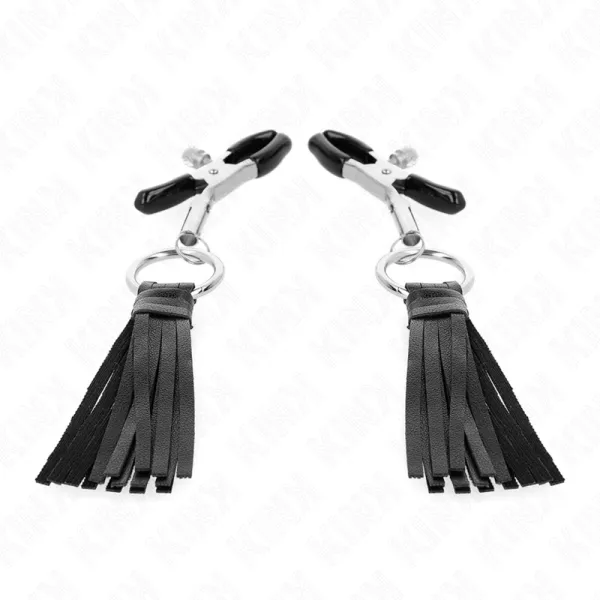 Kunstleder Quasten Nippelklemmen 6 cm von Kink Nipple Grip | Fesselliebe.de