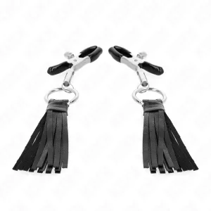 Kunstleder Quasten Nippelklemmen 6 cm von Kink Nipple Grip | Fesselliebe.de