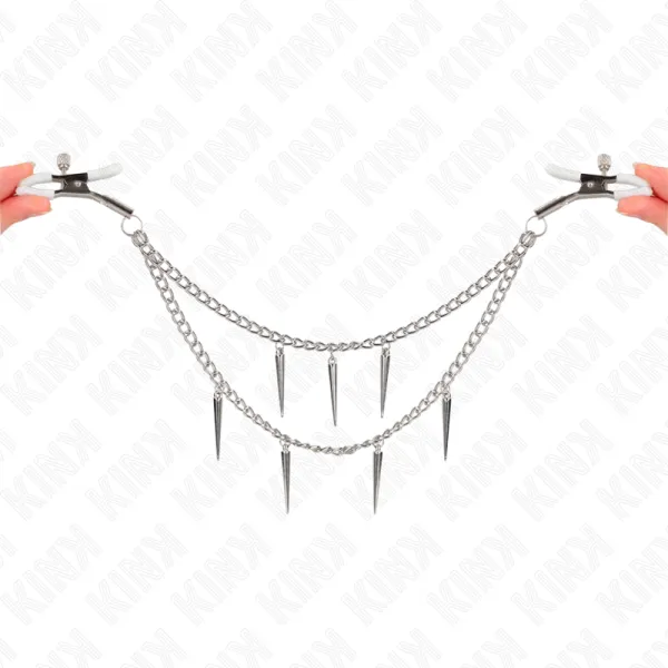 Nippelklemmen mit Spikes Ketten 30 cm von Kink Nipple Grip | Fesselliebe.de