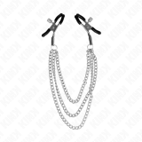 Nippelklemmen mit 3 Ketten Silber 20/23/28 cm von Kink Nipple Grip | Fesselliebe.de