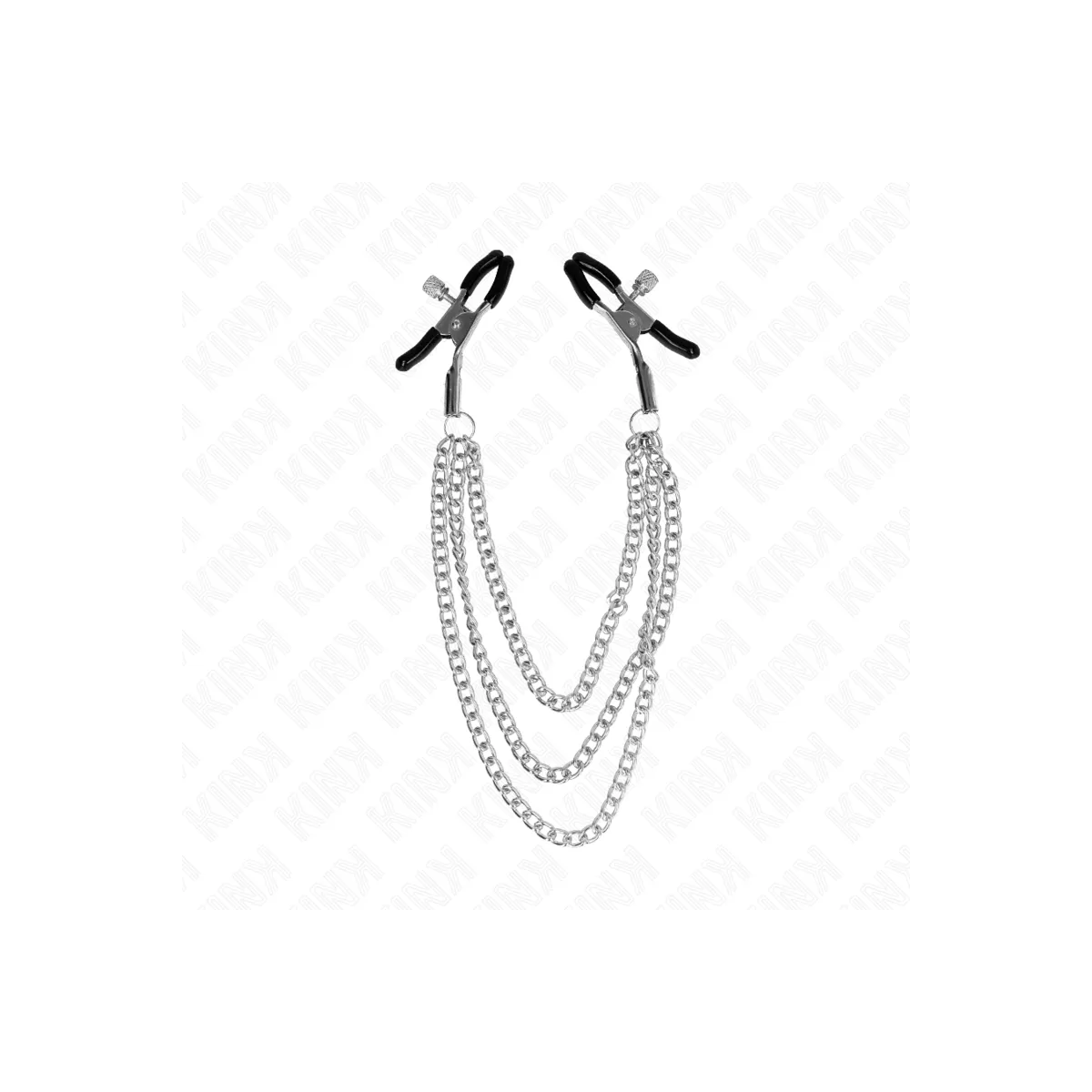 Nippelklemmen mit 3 Ketten Silber 20/23/28 cm von Kink Nipple Grip | Fesselliebe.de