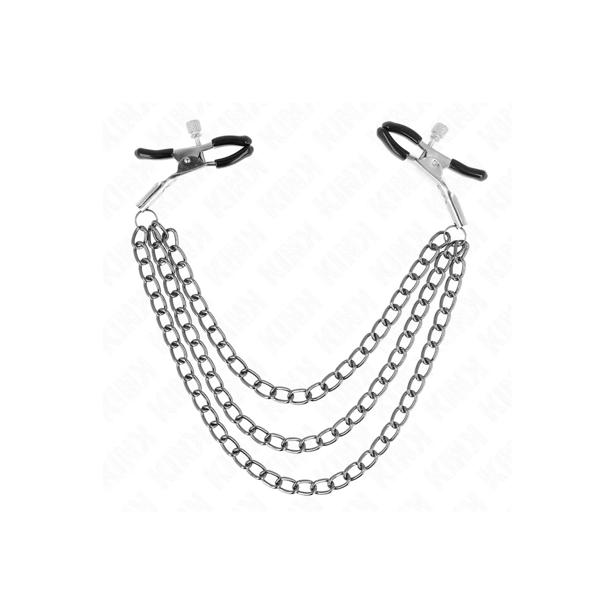 Nippelklemmen mit 3 Ketten Schwarz 20/23/28 cm von Kink Nipple Grip | Fesselliebe.de