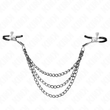 Nippelklemmen mit 3 Ketten Schwarz 20/23/28 cm von Kink Nipple Grip | Fesselliebe.de