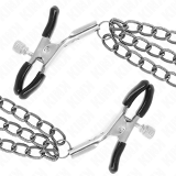 Nippelklemmen mit 3 Ketten Schwarz 20/23/28 cm von Kink Nipple Grip | Fesselliebe.de