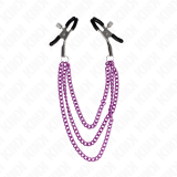 Nippelklemmen mit 3 Ketten Lila 20/23/28 cm von Kink Nipple Grip | Fesselliebe.de