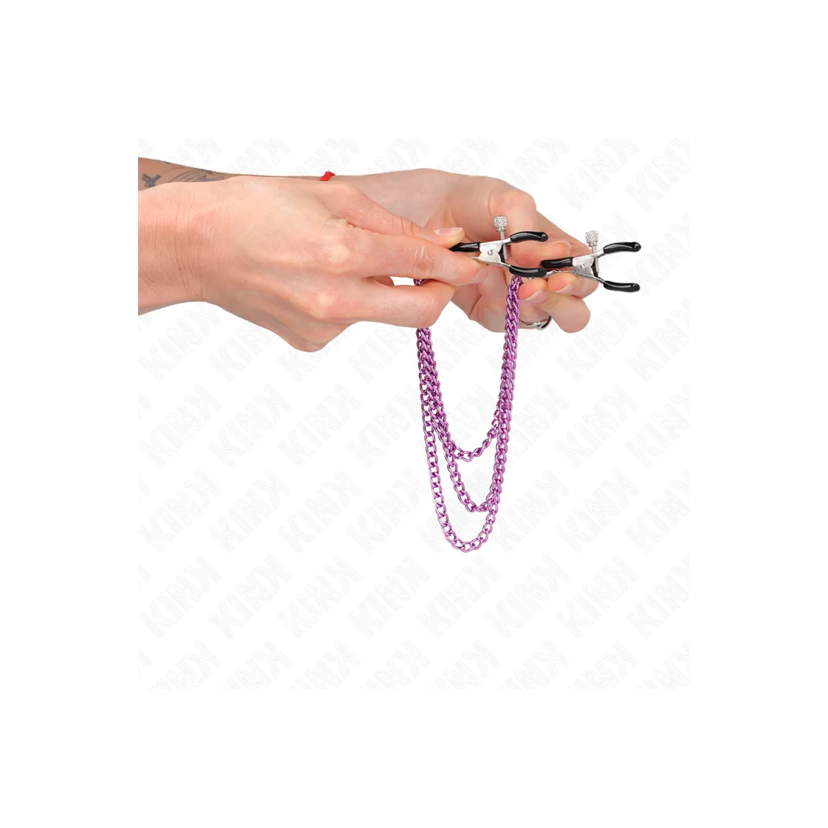 Nippelklemmen mit 3 Ketten Lila 20/23/28 cm von Kink Nipple Grip | Fesselliebe.de