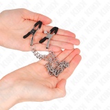 Nippelklemmen mit 2 Dicken Ketten Silber 20/23 cm von Kink Nipple Grip | Fesselliebe.de