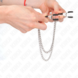 Nippelklemmen mit 2 Dicken Ketten Silber 20/23 cm von Kink Nipple Grip | Fesselliebe.de