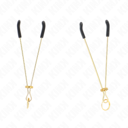 Dünne Nippelklemmen Gold 7 cm von Kink Nipple Grip | Fesselliebe.de