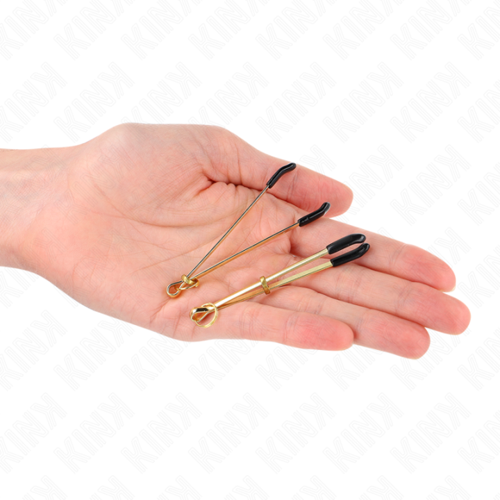 Dünne Nippelklemmen Gold 7 cm von Kink Nipple Grip | Fesselliebe.de