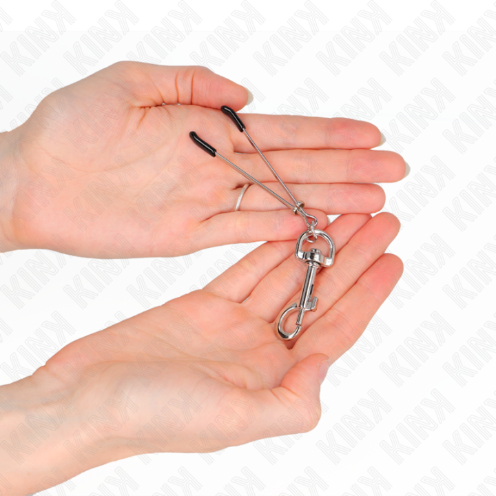 Dünne Haken-Nippelklammere Silber 7 cm von Kink Nipple Grip | Fesselliebe.de