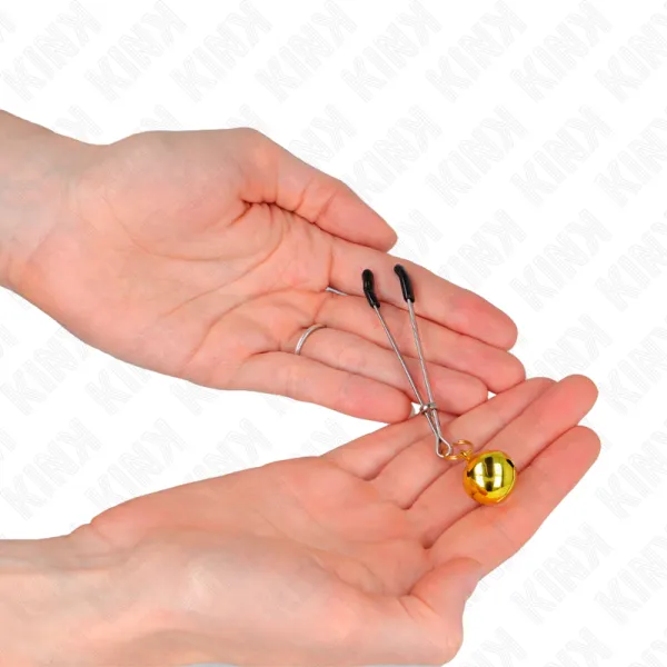 Dünne Glocken-Nippelklammern Gold 7 cm von Kink Nipple Grip | Fesselliebe.de