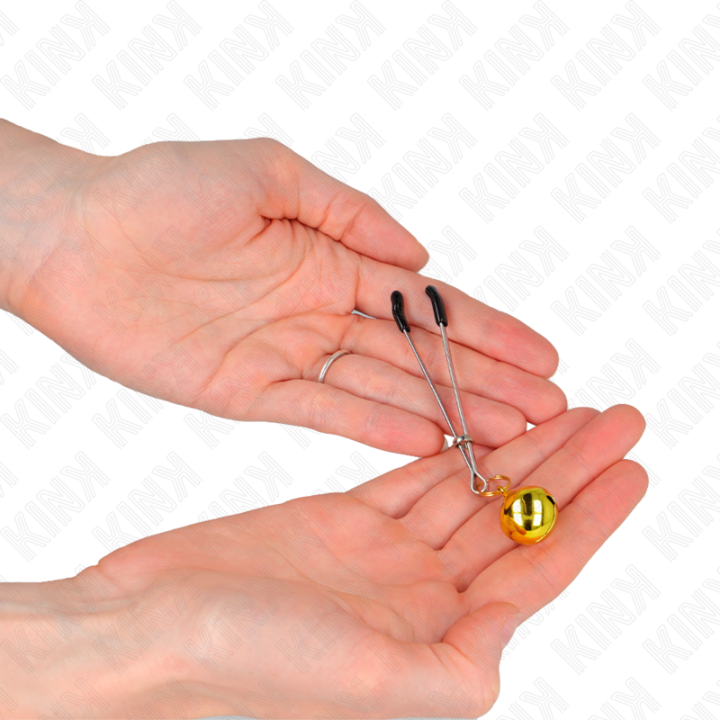 Dünne Glocken-Nippelklammern Gold 7 cm von Kink Nipple Grip | Fesselliebe.de