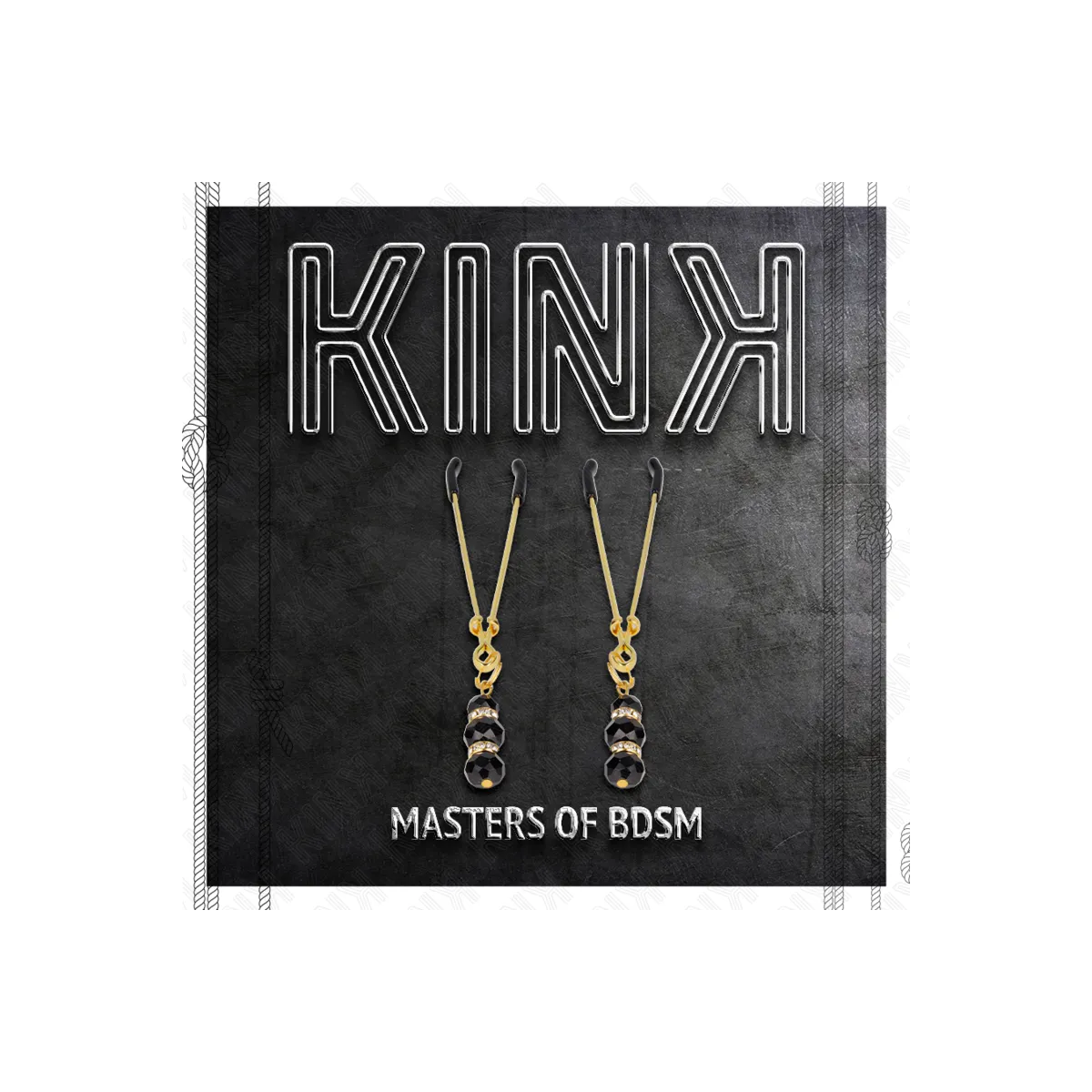 Goldene Dünne Nippelklemmen mit 3 Schwarzen Glasperlen 7 cm von Kink Nipple Grip | Fesselliebe.de