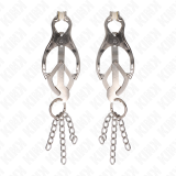 Japanische Kleeblatt-Nippelklammern mit Kleinen Ketten Silber von Kink Nipple Grip | Fesselliebe.de
