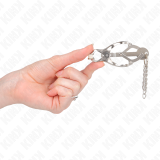 Japanische Kleeblatt-Nippelklammern mit Kleinen Ketten Silber von Kink Nipple Grip | Fesselliebe.de