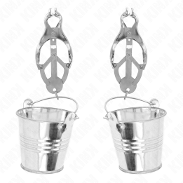 Japanische Kleeblatt-Nippelklammern mit Eimer Silber von Kink Nipple Grip | Fesselliebe.de
