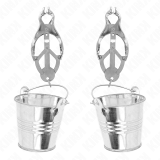 Japanische Kleeblatt-Nippelklammern mit Eimer Silber von Kink Nipple Grip | Fesselliebe.de