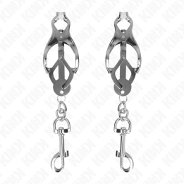 Japanische Kleeblatt-Nippelklammern mit Haken Silber von Kink Nipple Grip | Fesselliebe.de