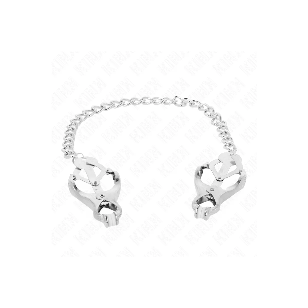 Japanische Kleeblatt-Nippelklammern mit Kette Silber 30 cm von Kink Nipple Grip | Fesselliebe.de
