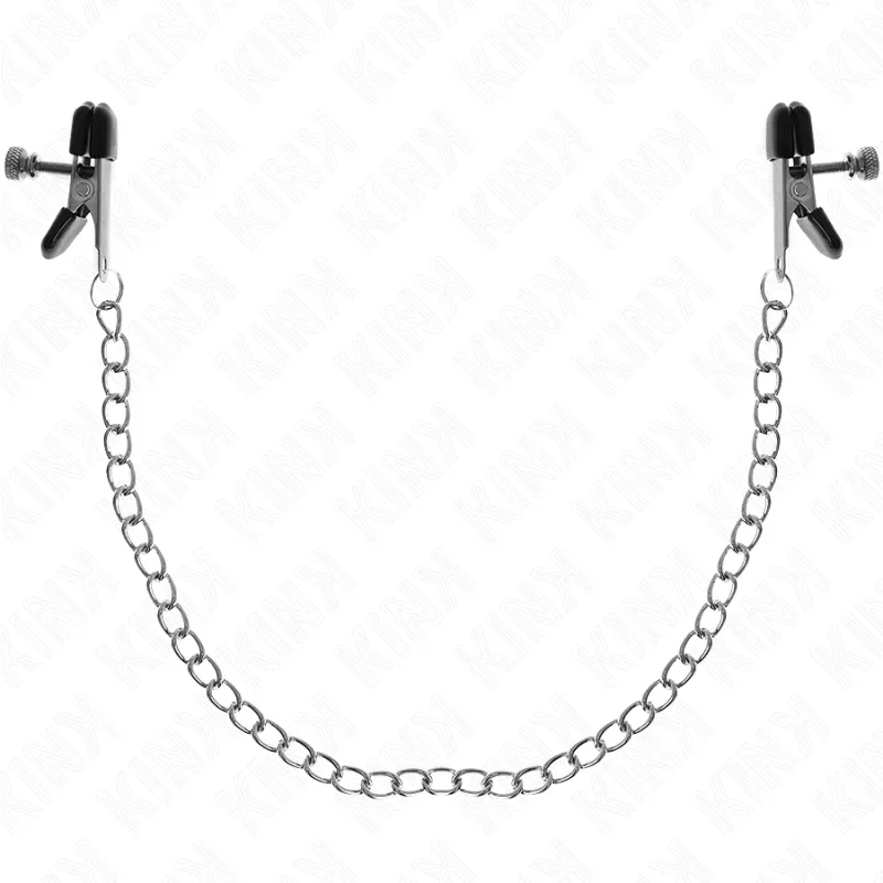 Flache Kette Nippelklemmen Silber 34 cm von Kink Nipple Grip | Fesselliebe.de