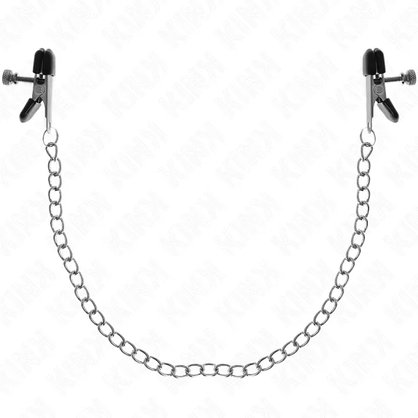 Flache Kette Nippelklemmen Silber 34 cm von Kink Nipple Grip | Fesselliebe.de