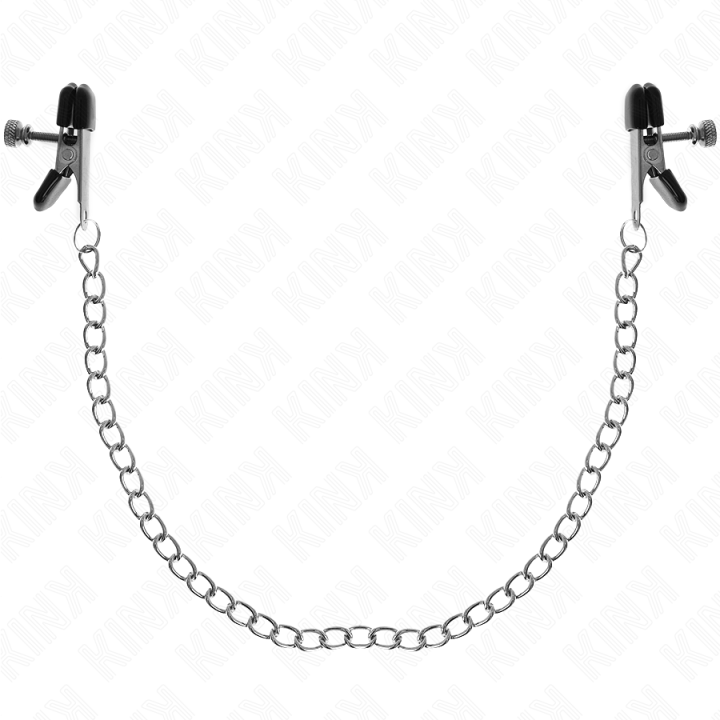 Flache Kette Nippelklemmen Silber 34 cm von Kink Nipple Grip | Fesselliebe.de
