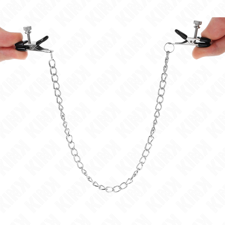 Flache Kette Nippelklemmen Silber 34 cm von Kink Nipple Grip | Fesselliebe.de
