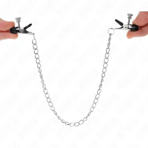 Flache Kette Nippelklemmen Silber 34 cm von Kink Nipple Grip
