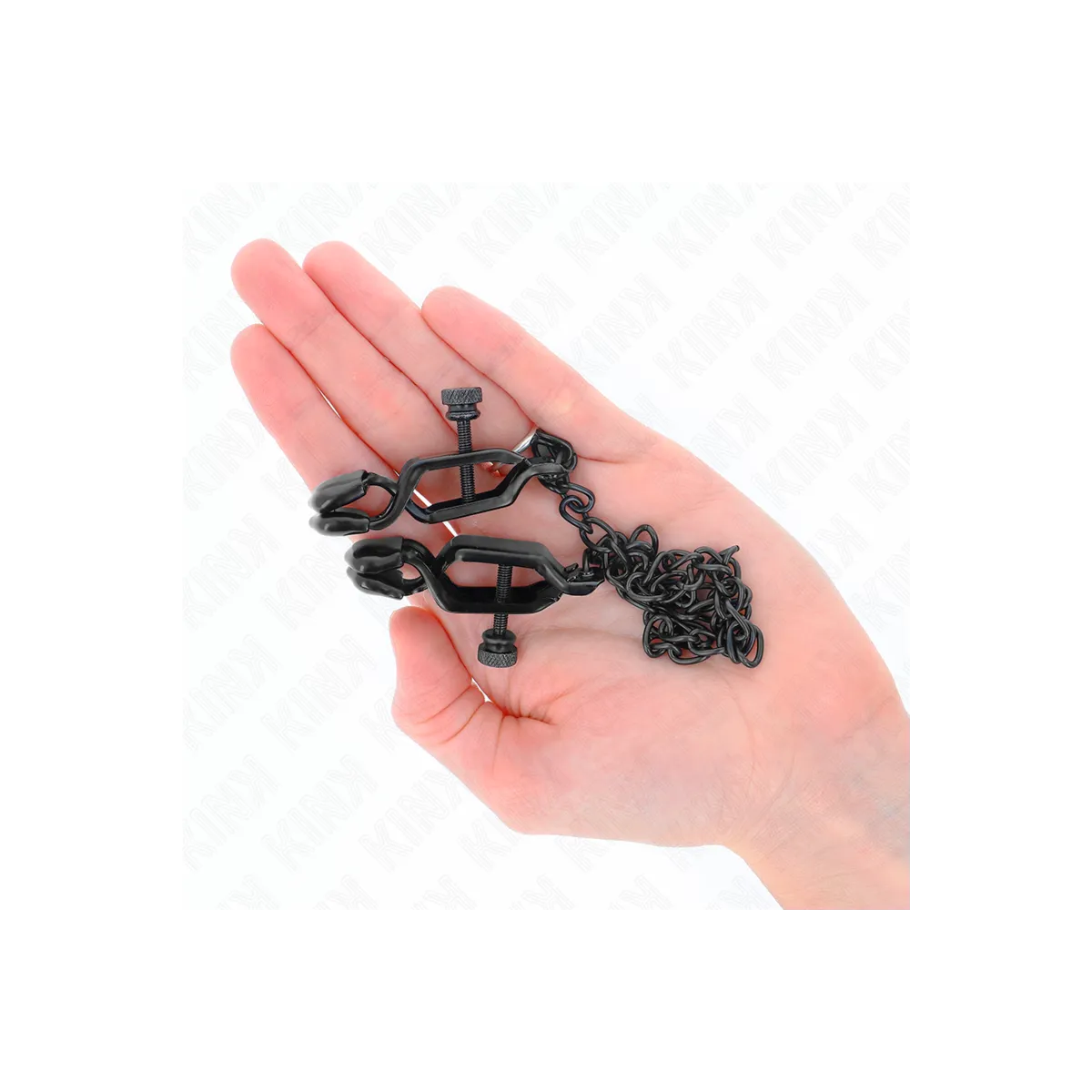 Flache Kette Nippelklemmen Schwarz 30 cm von Kink Nipple Grip | Fesselliebe.de
