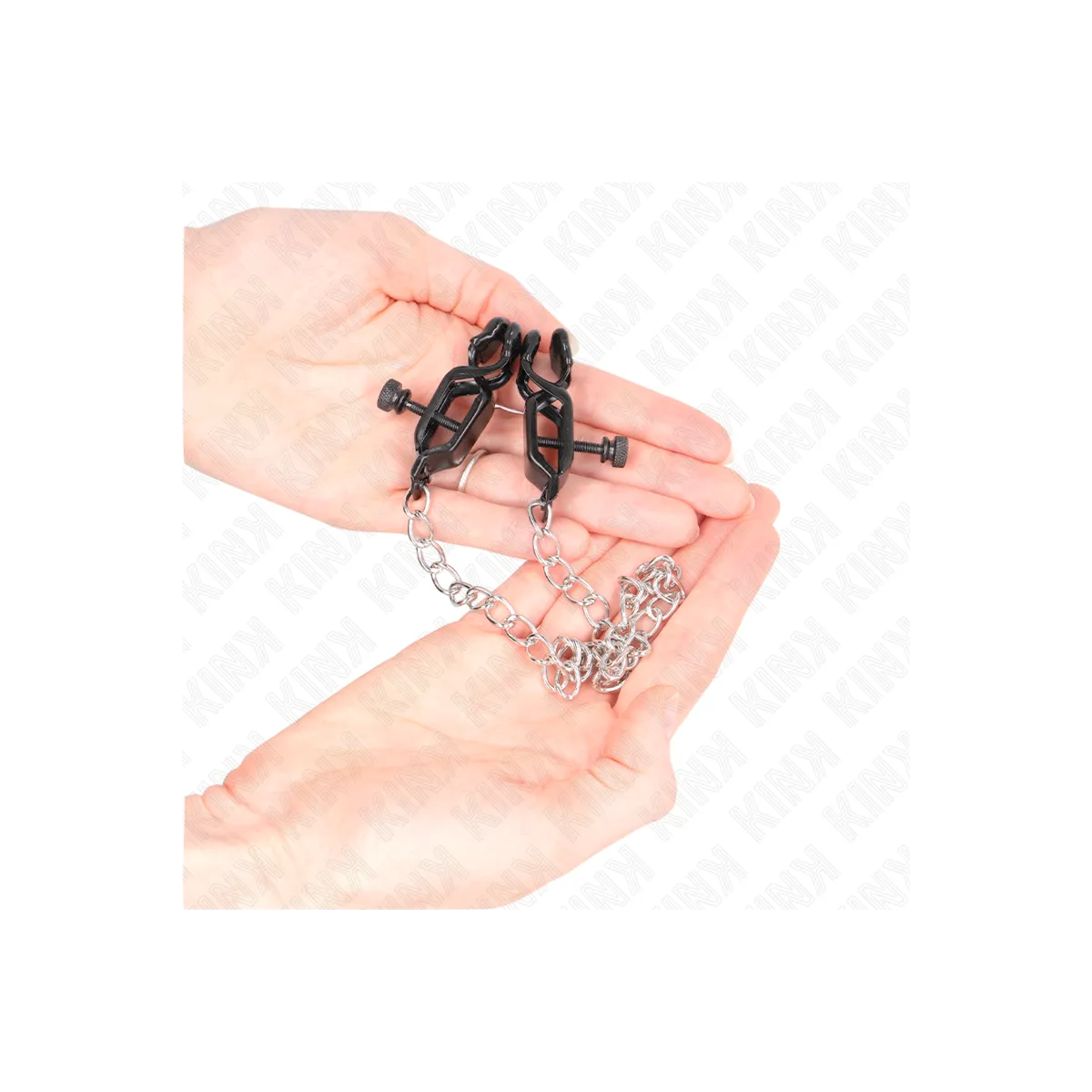 Flache Kette Nippelklemmen Silber 30 cm von Kink Nipple Grip | Fesselliebe.de