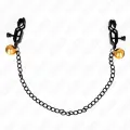 Flache Kette Nippelklemmen und Glocke Silber 30 cm von Kink Nipple Grip