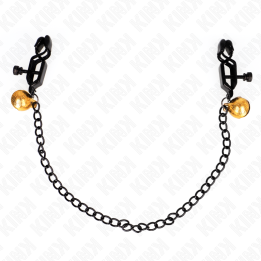 Flache Kette Nippelklemmen und Glocke Silber 30 cm von Kink Nipple Grip | Fesselliebe.de