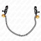 Flache Kette Nippelklemmen und Glocke Silber 30 cm von Kink Nipple Grip | Fesselliebe.de