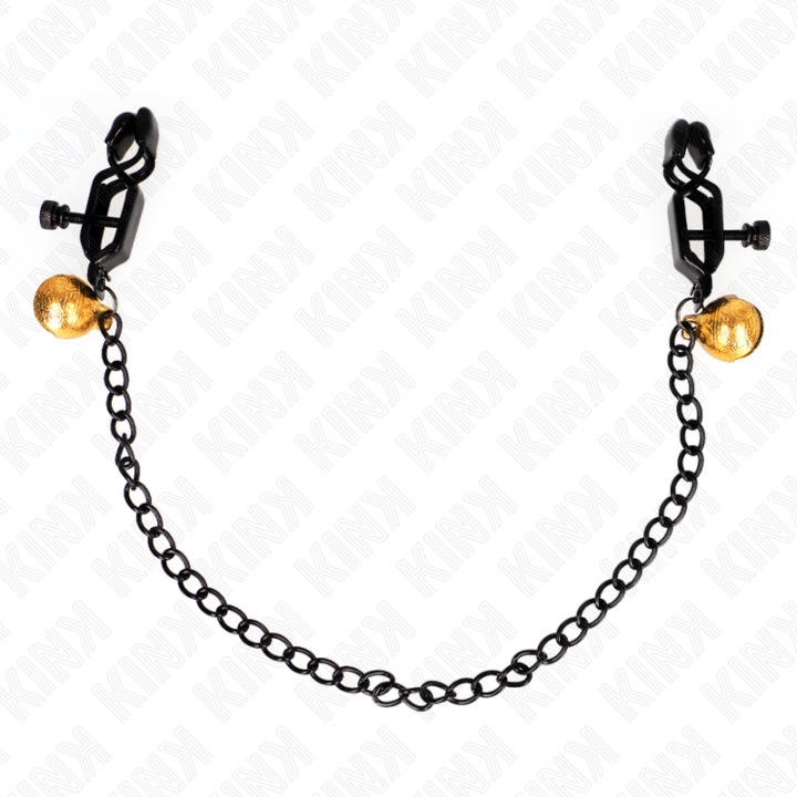 Flache Kette Nippelklemmen und Glocke Silber 30 cm von Kink Nipple Grip | Fesselliebe.de