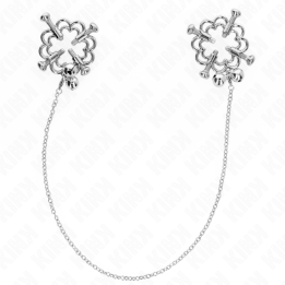 Metallische Blumen-Nippelklammern mit Kette von Kink Nipple Grip | Fesselliebe.de