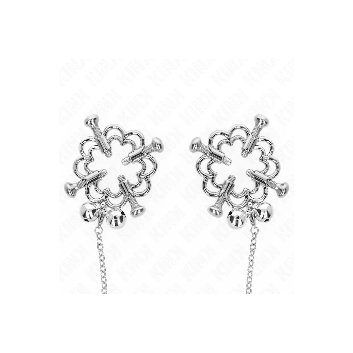 Metallische Blumen-Nippelklammern mit Kette von Kink Nipple Grip | Fesselliebe.de