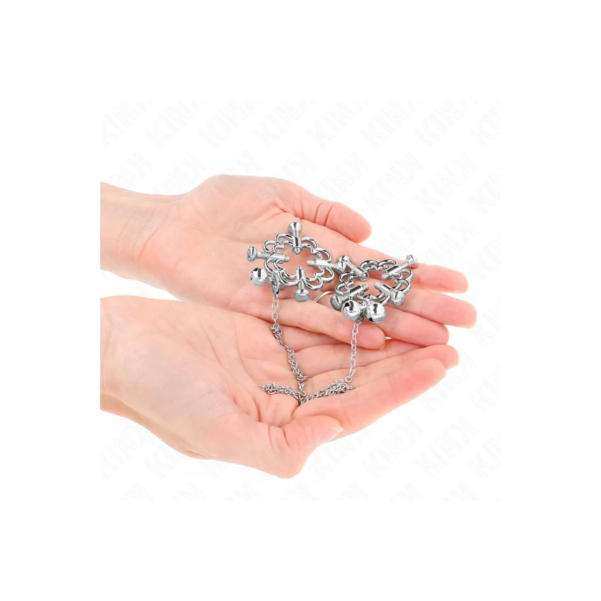 Metallische Blumen-Nippelklammern mit Kette von Kink Nipple Grip | Fesselliebe.de