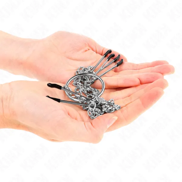 Dreifach Nippel- und Klitzisklemmen mit Kette Modell 1 von Kink Nipple Grip | Fesselliebe.de