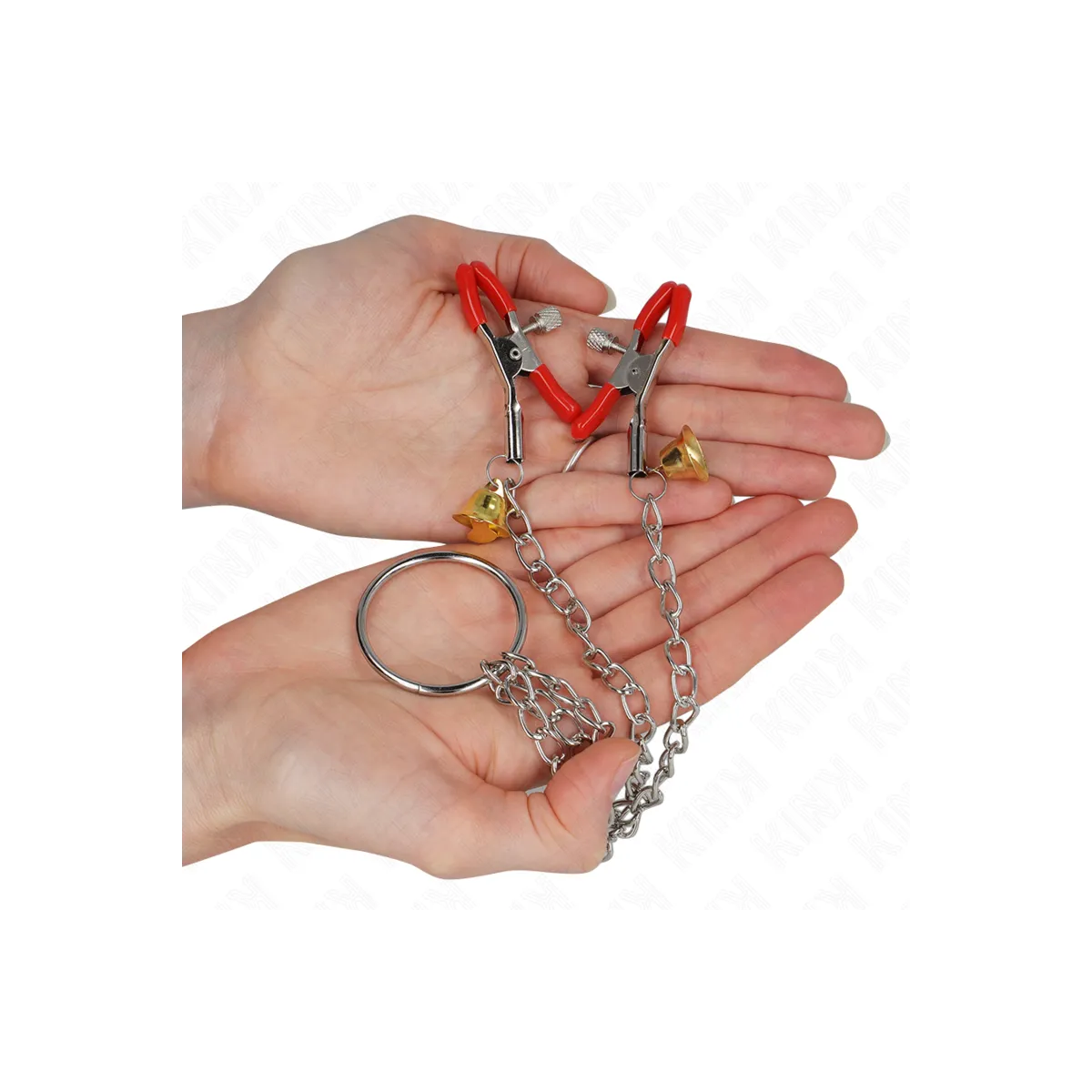 Bell 3-Fach Nippel- und Klitorisklemmen Rot mit Kette 30 cm von Kink Nipple Grip | Fesselliebe.de