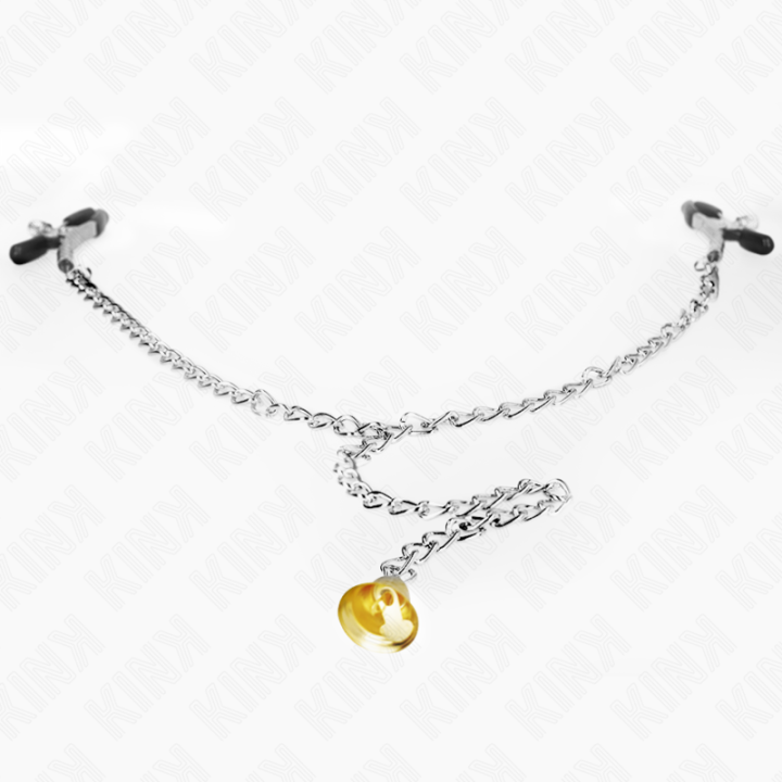 Kette Nippelklemmen mit Hornanhänger 30 cm von Kink Nipple Grip | Fesselliebe.de