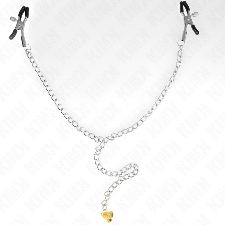 Kette Nippelklemmen mit Hornanhänger 30 cm von Kink Nipple Grip | Fesselliebe.de