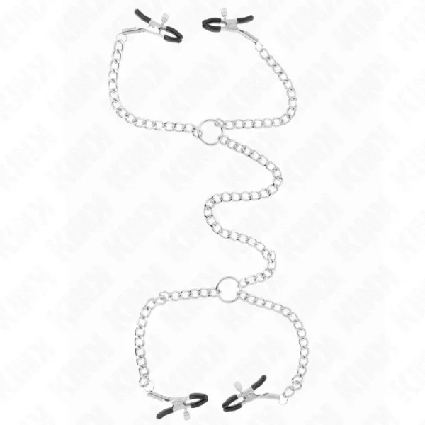 4 Ketten-Nippelklammern 32 cm mit Ketten 14 cm von Kink Nipple Grip | Fesselliebe.de