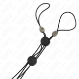 Schwarze Detail-Nippelklammern mit Schwarzem Gummiband von Kink Nipple Grip | Fesselliebe.de