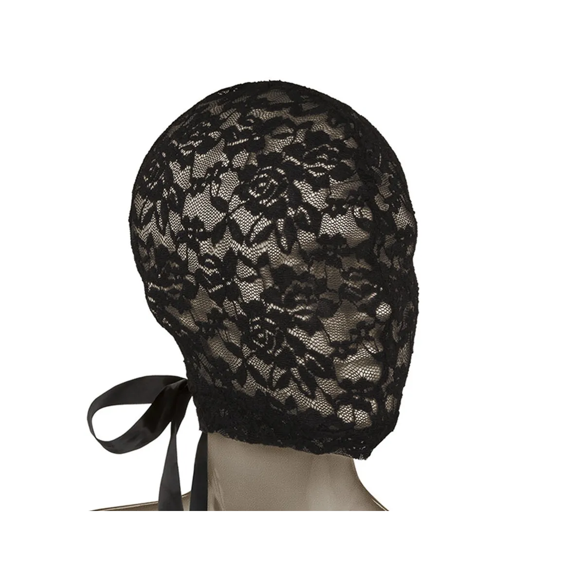 Scandal Schwarze Spitzen-Balalava mit Schleife von Calexotics | Fesselliebe.de