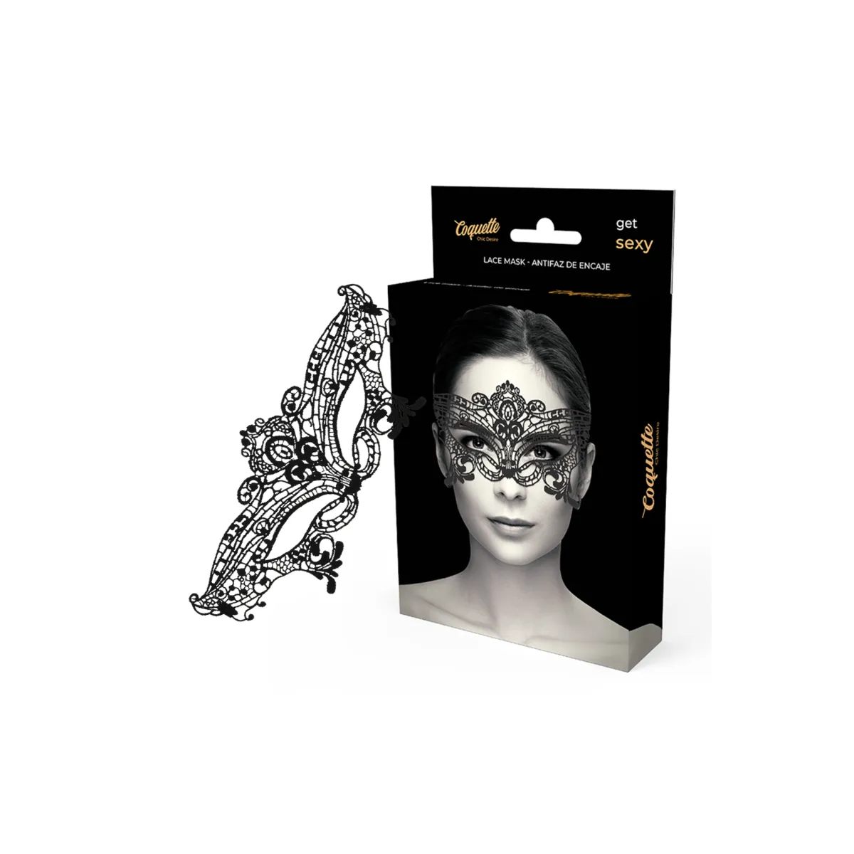 Breite Schwarze Spitzenmaske von Coquette Accessories | Fesselliebe.de